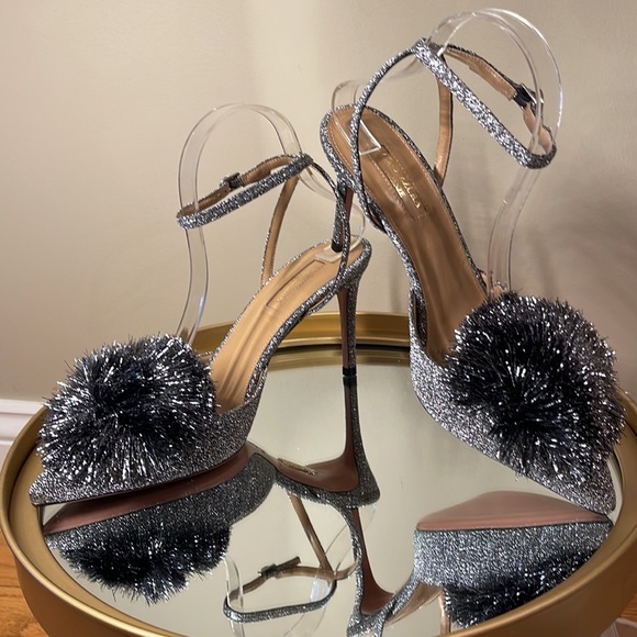 Aquazzura Powder Puff 85 glitter jelled shoes sz 39 - Picture 10 of 15